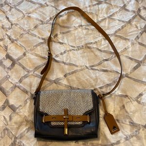 Vince Camuto Blue, White and Tan Crossbody